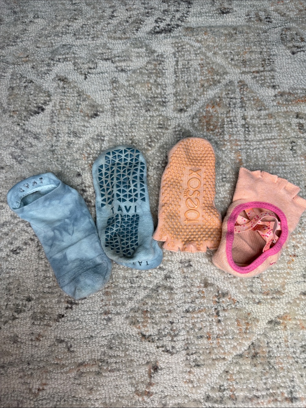 Pilates Grip Socks - Blue & Pink